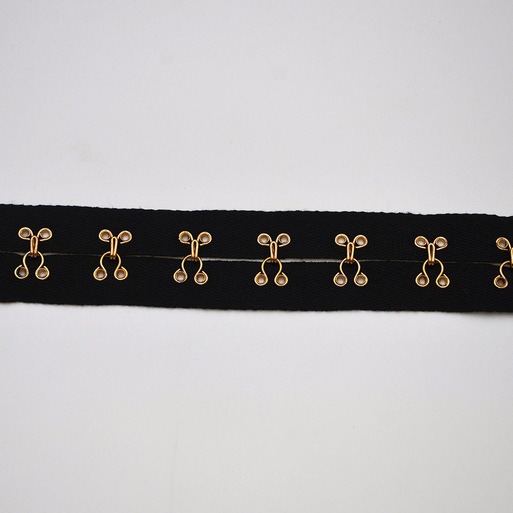 Fashion Black and White cotton hook and eye tape with lace trimming for underwear accessories