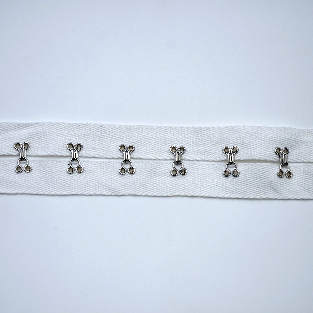 Fashion Black and White cotton hook and eye tape with lace trimming for underwear accessories