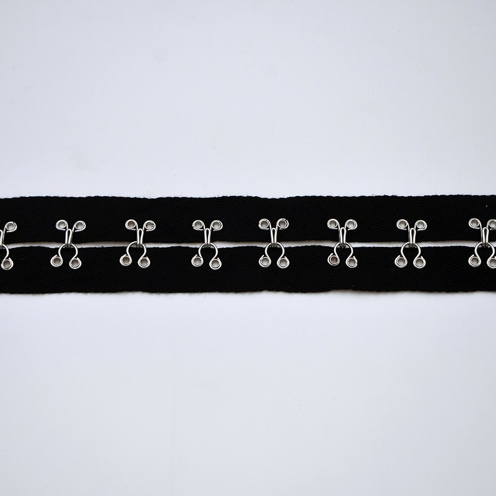 Fashion Black and White cotton hook and eye tape with lace trimming for underwear accessories