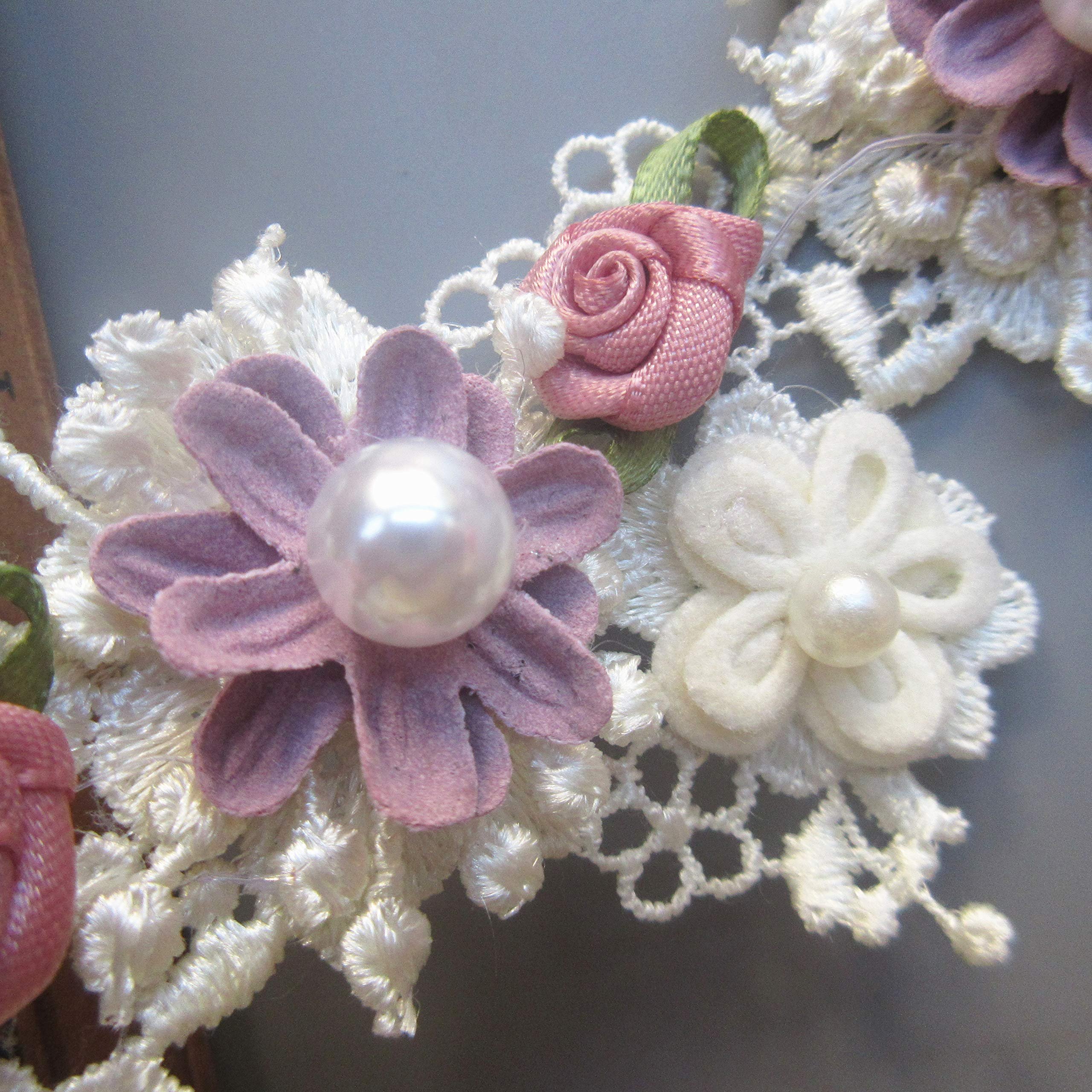 Handmade Lace Flower Beads Trim Ribbon Vintage Trim Fabric Embroidered Applique Sewing Craft Dress Party Clothes Decor