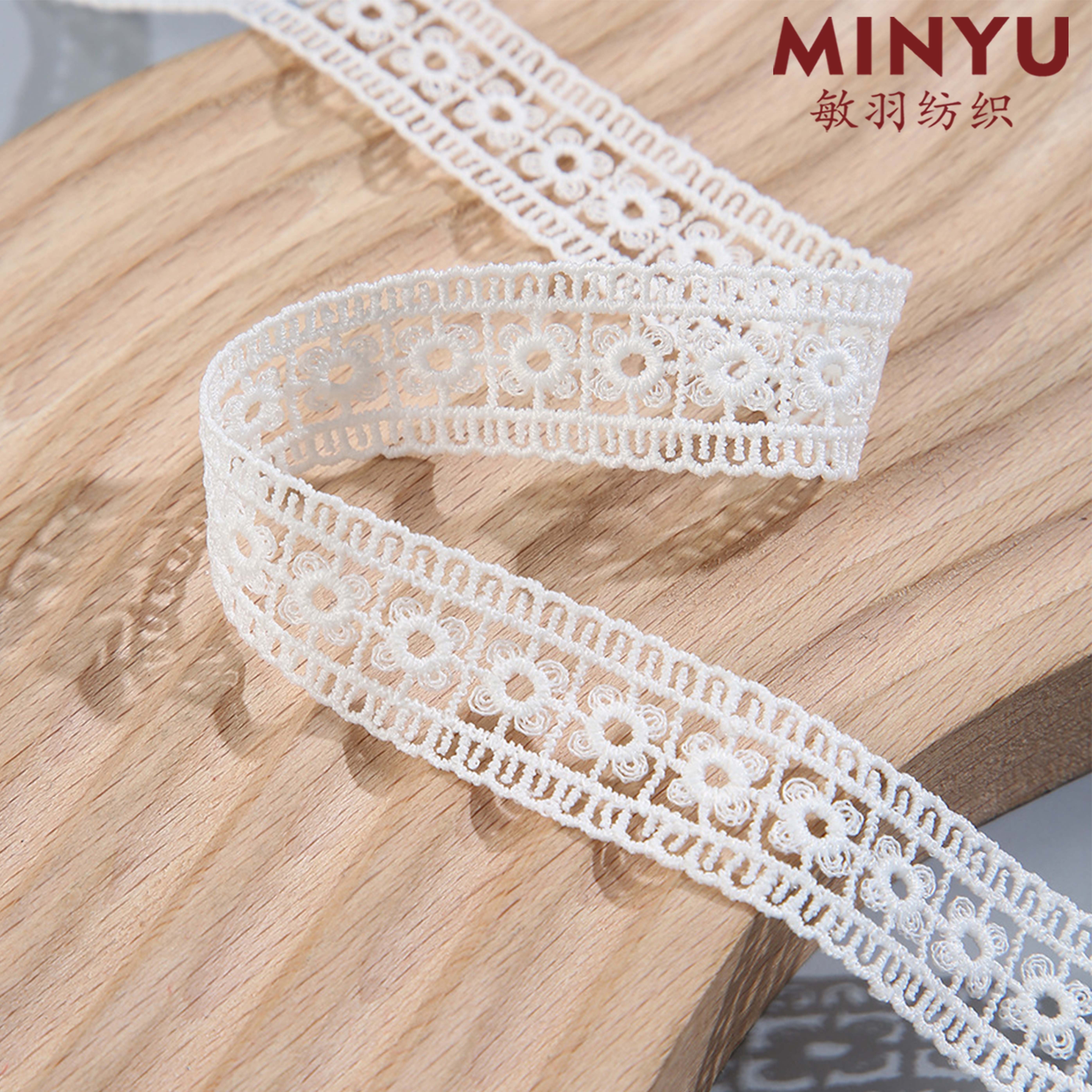 2024 Popular White Milk Silk Embroidery Lace 100% Polyester Sew On Underwear Lace Trim For Garment Curtain