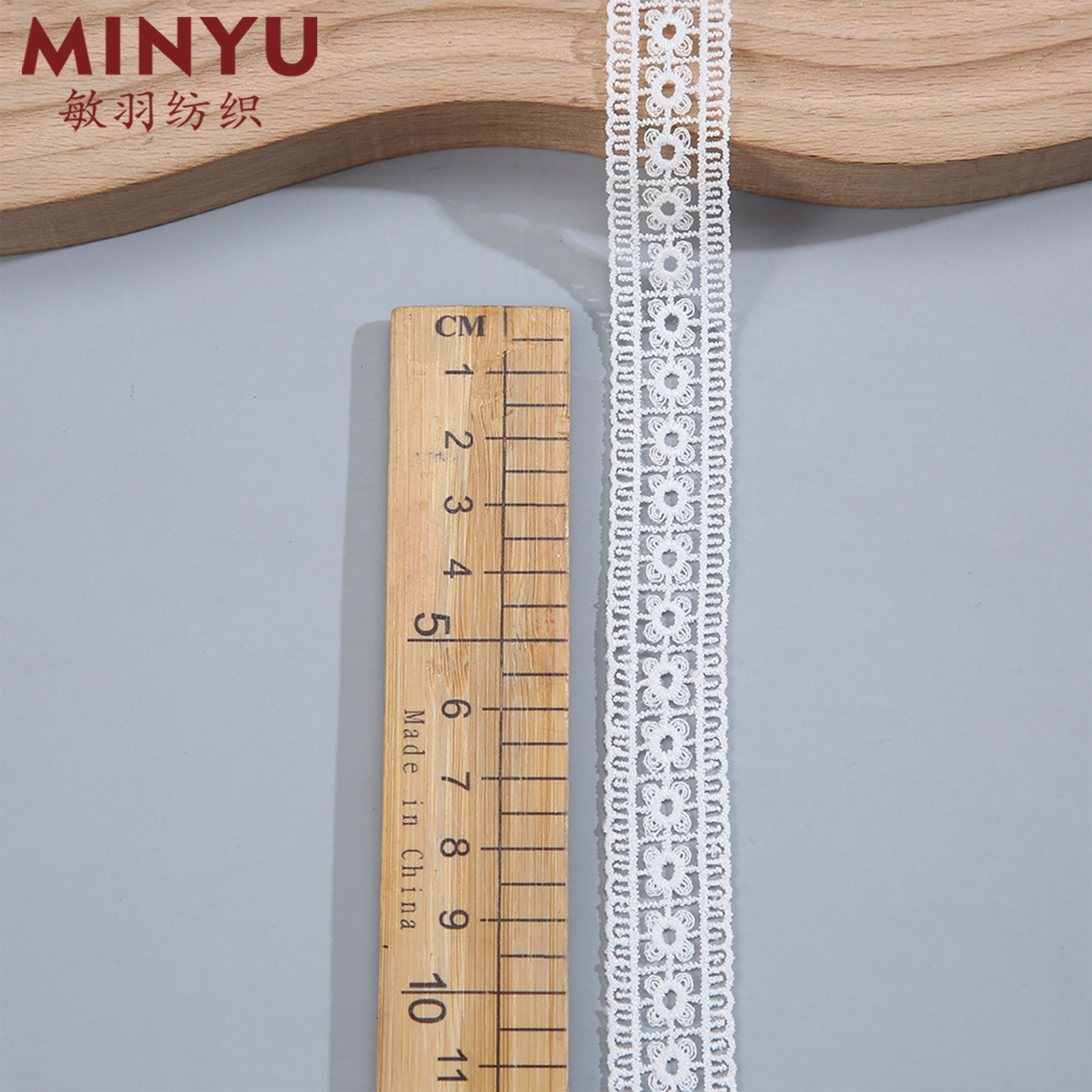 2024 Popular White Milk Silk Embroidery Lace 100% Polyester Sew On Underwear Lace Trim For Garment Curtain