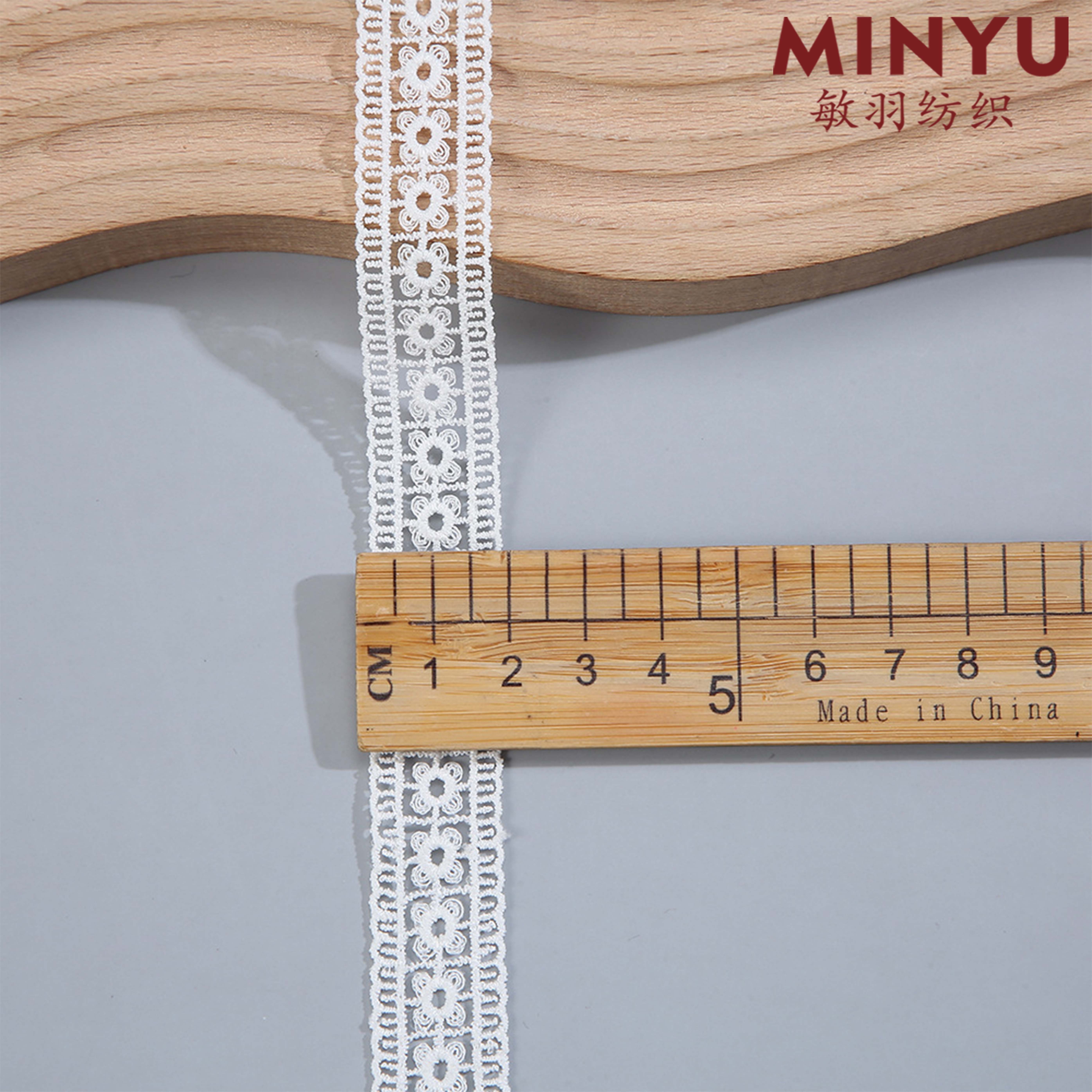 2024 Popular White Milk Silk Embroidery Lace 100% Polyester Sew On Underwear Lace Trim For Garment Curtain