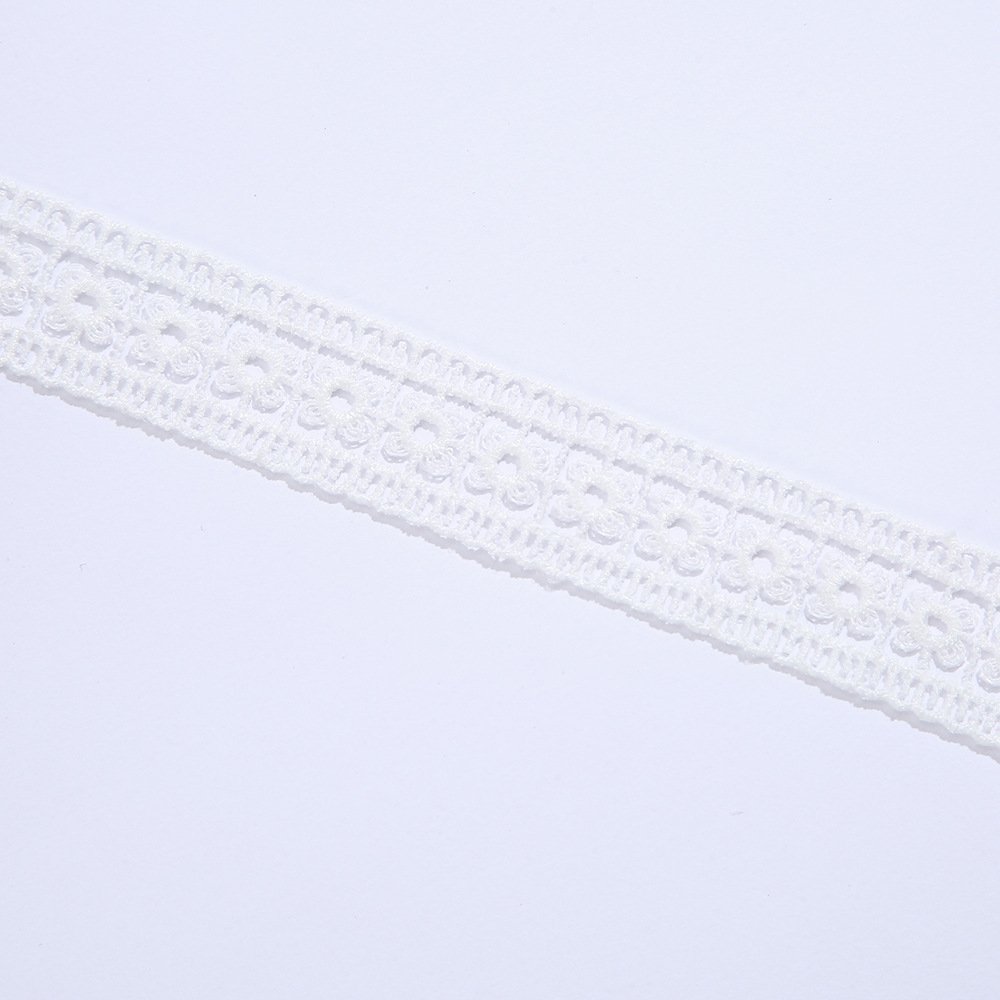 2024 Popular White Milk Silk Embroidery Lace 100% Polyester Sew On Underwear Lace Trim For Garment Curtain