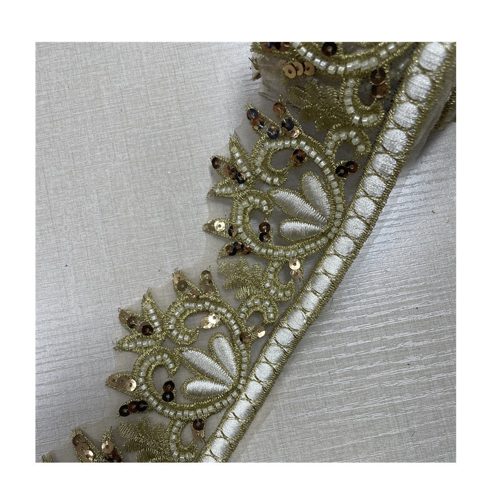 Branch design Beaded Embroidered Trim for Bridal Wedding craft for DIY