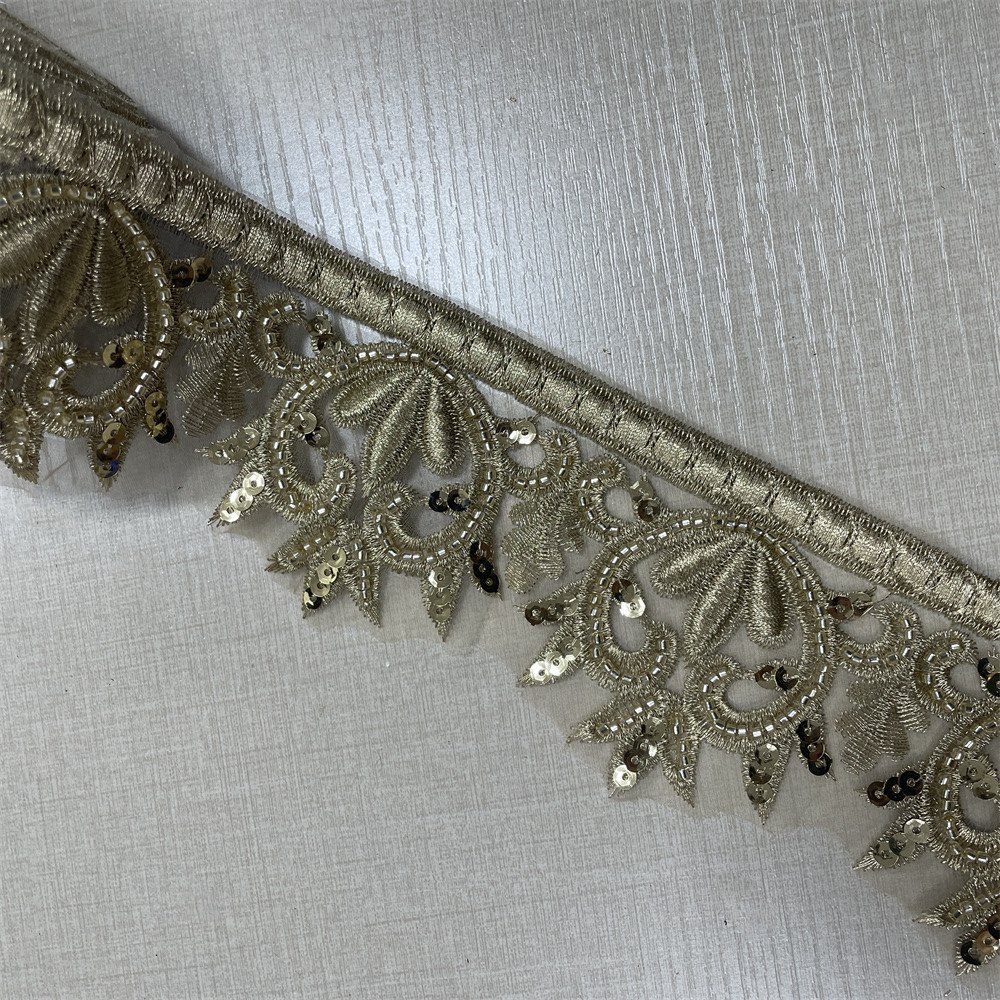 Branch design Beaded Embroidered Trim for Bridal Wedding craft for DIY