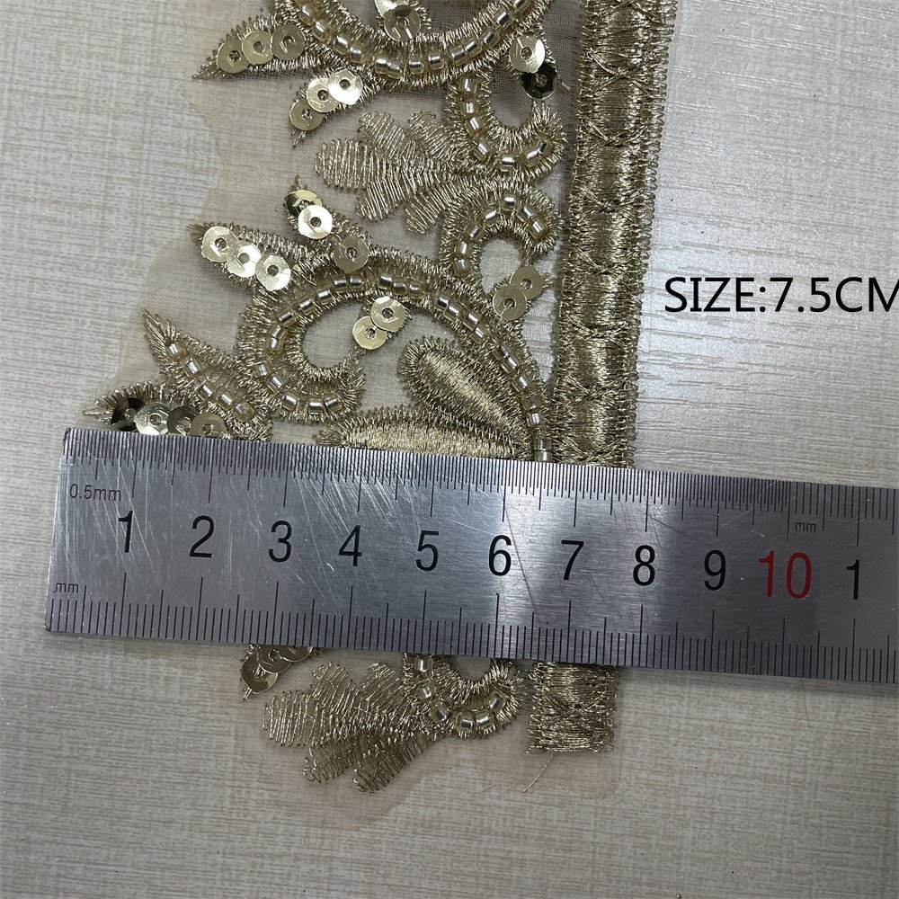 Branch design Beaded Embroidered Trim for Bridal Wedding craft for DIY