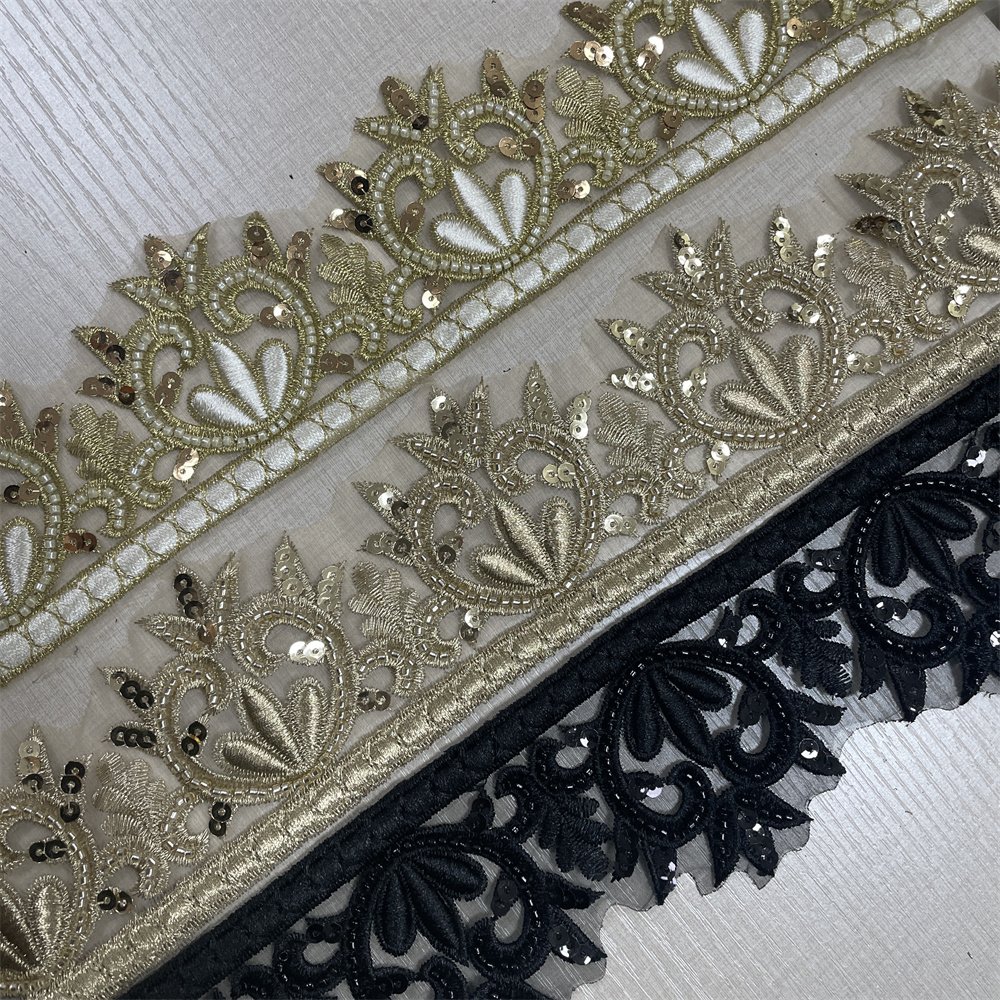 Branch design Beaded Embroidered Trim for Bridal Wedding craft for DIY