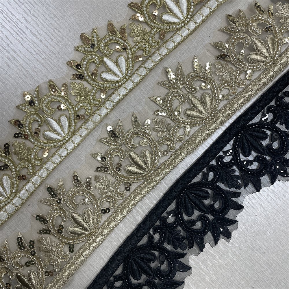 Branch design Beaded Embroidered Trim for Bridal Wedding craft for DIY