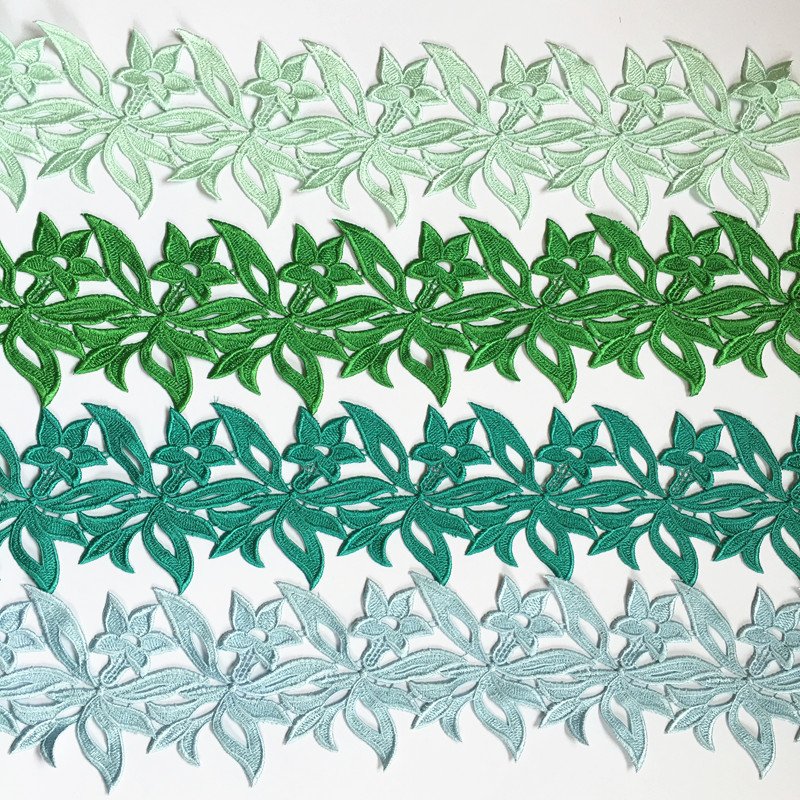 Manufacturer wholesale12cm polyester sustainable colorful guipure Embroidery lace trim in 24 colors for Bridal dress garment DZ1