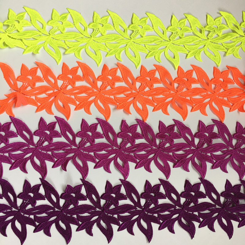 Manufacturer wholesale12cm polyester sustainable colorful guipure Embroidery lace trim in 24 colors for Bridal dress garment DZ1
