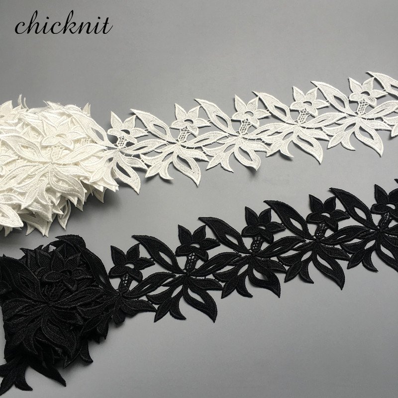 Manufacturer wholesale12cm polyester sustainable colorful guipure Embroidery lace trim in 24 colors for Bridal dress garment DZ1