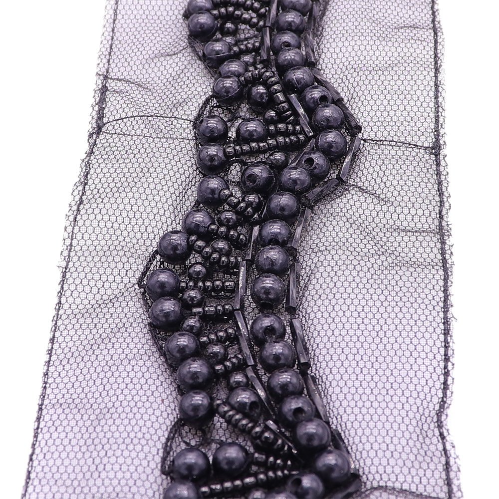 Factory Custom Plastic Pearls Beaded Ribbon Mesh Lace Trim Wholesale High Quality Lace Trimming