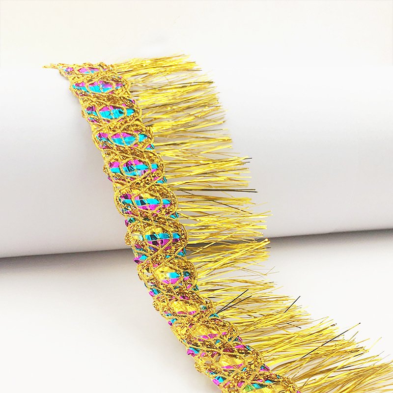 Hot Sale Gold And Silver border lace trim Tassel Fringe Trim Gold Lace Trim