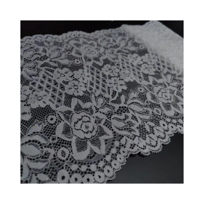 Hot Selling Dress Embroidery Fashion Lace Trim Wide Knitted Nylon Elastic Lace Edge