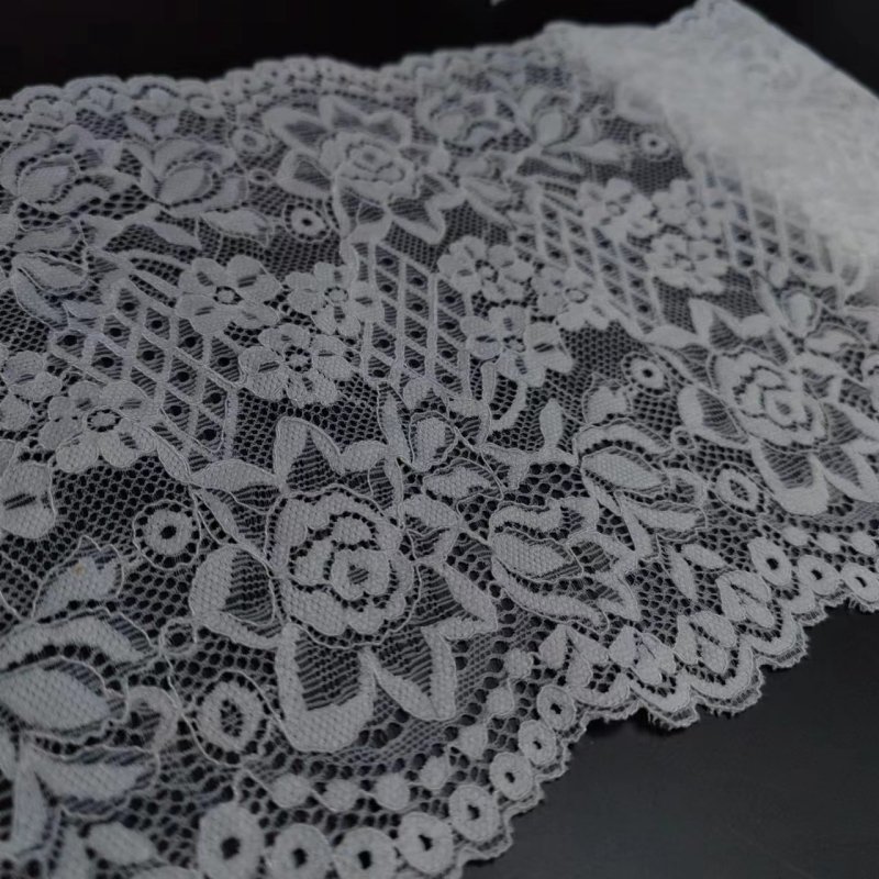 Hot Selling Dress Embroidery Fashion Lace Trim Wide Knitted Nylon Elastic Lace Edge