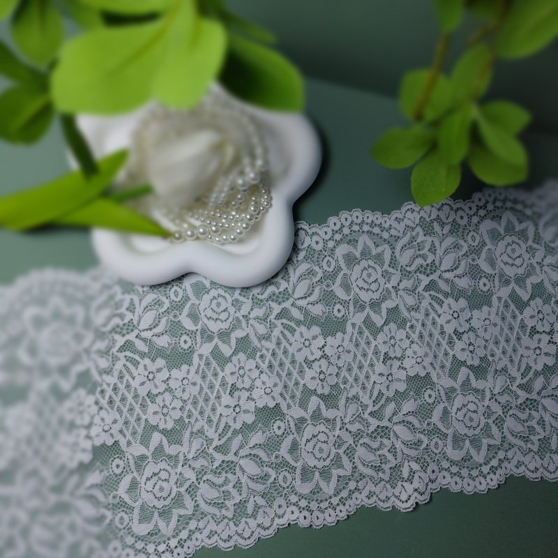 Hot Selling Dress Embroidery Fashion Lace Trim Wide Knitted Nylon Elastic Lace Edge