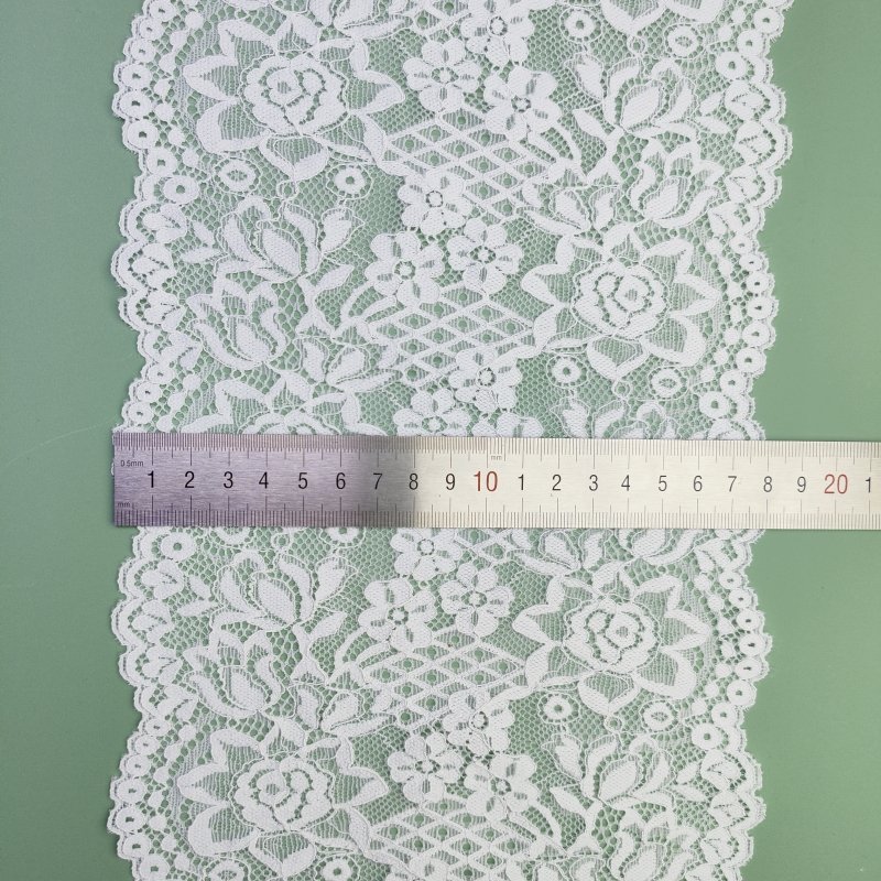Hot Selling Dress Embroidery Fashion Lace Trim Wide Knitted Nylon Elastic Lace Edge