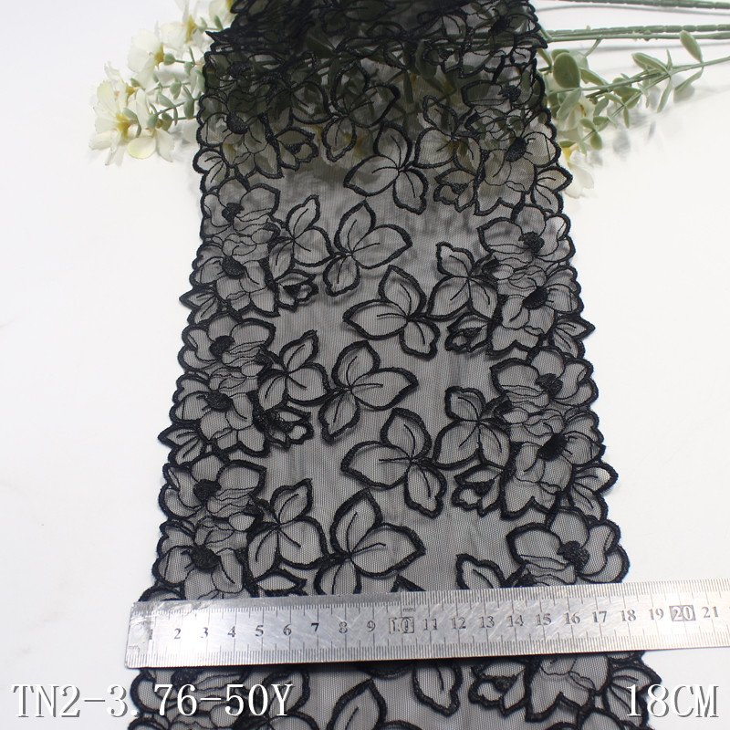 Multicolor 18cm Flower Mesh Lace Wholesale Spandex Polyester Embroidery Lace Trim for Women