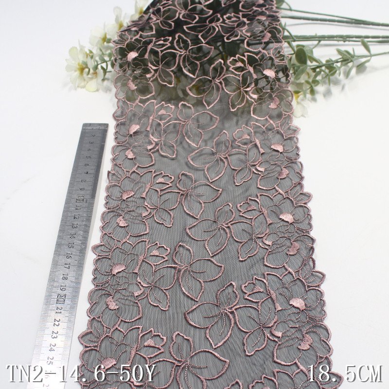 Multicolor 18cm Flower Mesh Lace Wholesale Spandex Polyester Embroidery Lace Trim for Women