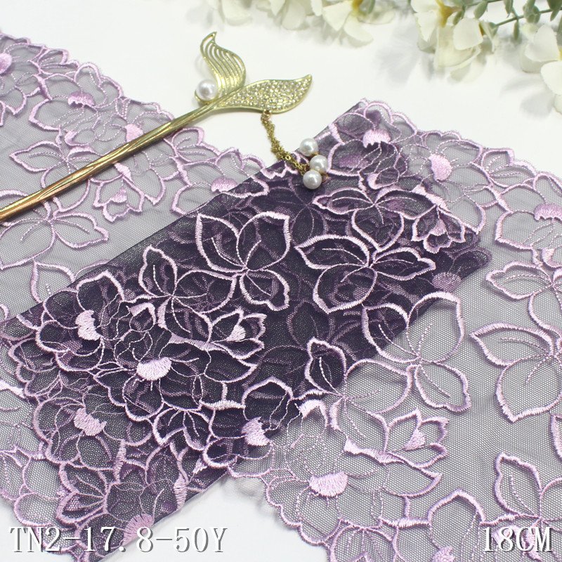 Multicolor 18cm Flower Mesh Lace Wholesale Spandex Polyester Embroidery Lace Trim for Women