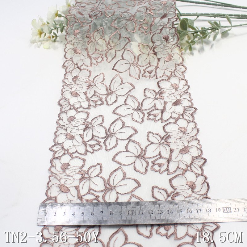 Multicolor 18cm Flower Mesh Lace Wholesale Spandex Polyester Embroidery Lace Trim for Women