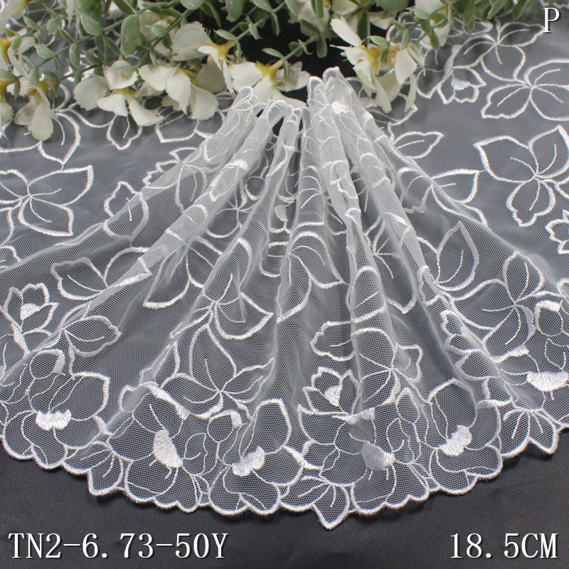 Multicolor 18cm Flower Mesh Lace Wholesale Spandex Polyester Embroidery Lace Trim for Women