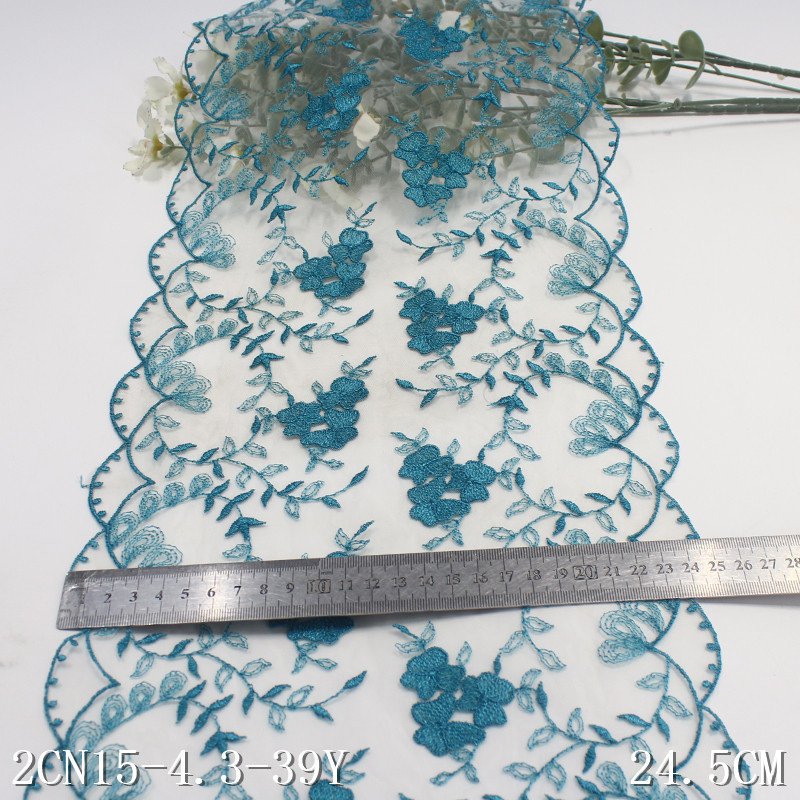 Mesh Embroidery Floral Lace Trim Border Clothes Lingerie Sewing DIY Accessories 24cm Width Lace