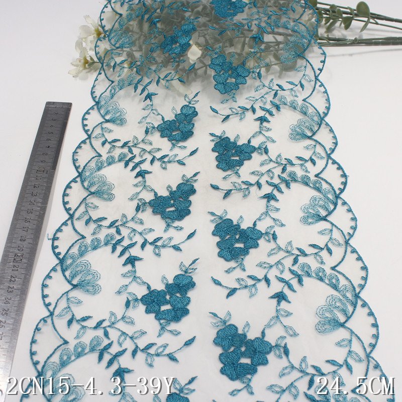 Mesh Embroidery Floral Lace Trim Border Clothes Lingerie Sewing DIY Accessories 24cm Width Lace