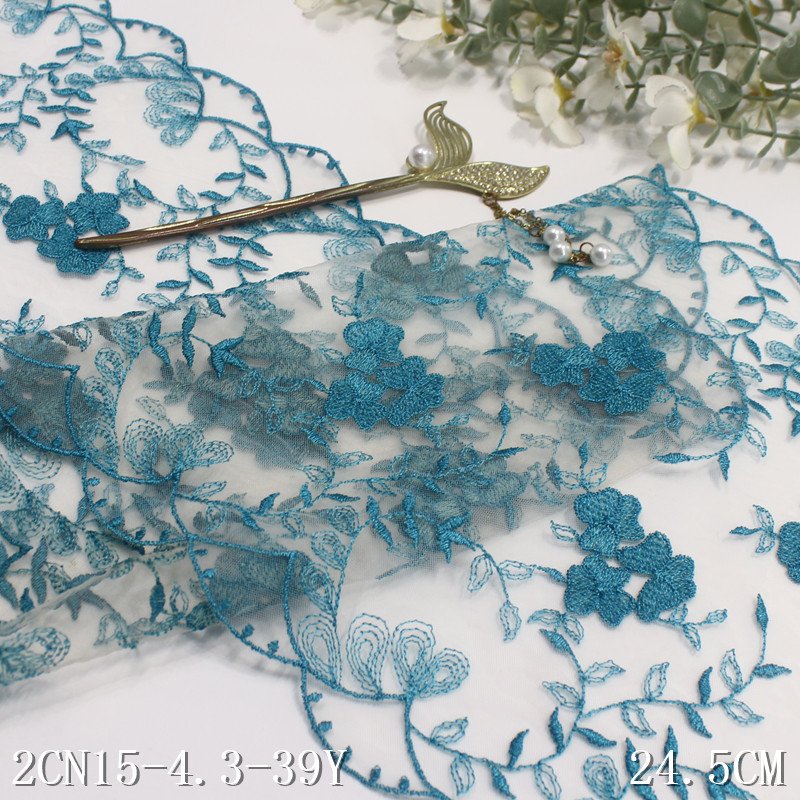 Mesh Embroidery Floral Lace Trim Border Clothes Lingerie Sewing DIY Accessories 24cm Width Lace