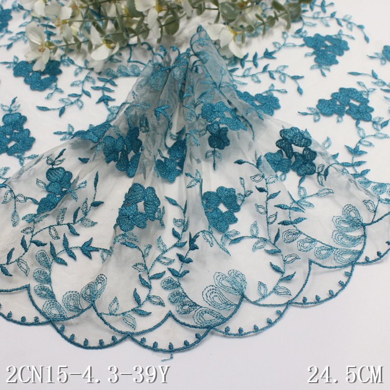Mesh Embroidery Floral Lace Trim Border Clothes Lingerie Sewing DIY Accessories 24cm Width Lace