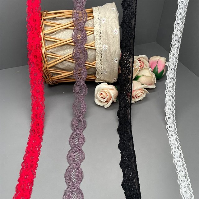 TUTON Custom French Elastic 2.1/2.5/3.0 CM Trim Wholesale for Lingerie Narrow Stretch Lace Spandex / Nylon Sustainable DTM
