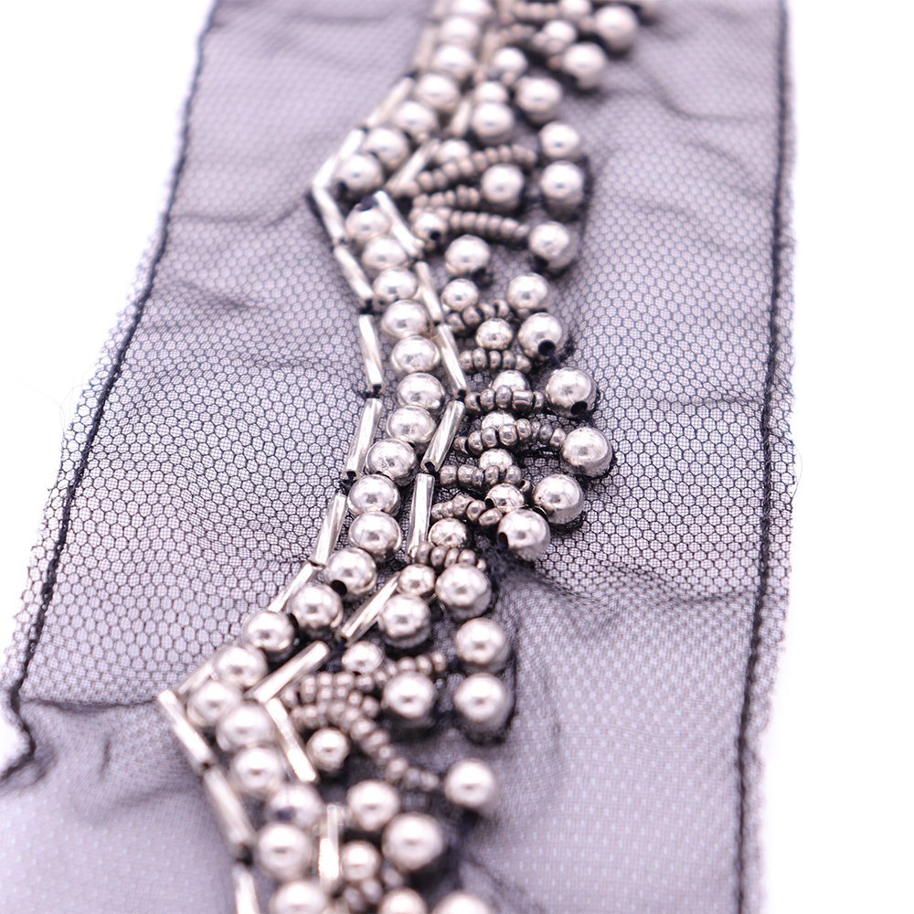 Oem Design Decorative Lace Tape Handsewing Black Beading Trim Pearl Lace Trim By The Yard Wholesale
