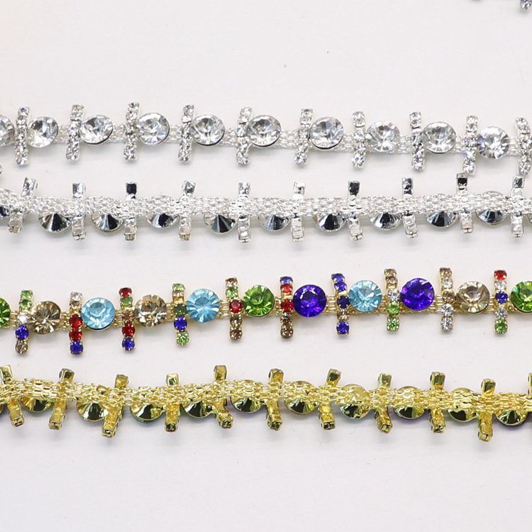 JFRC038 Costume colored flower Rhinestone Strass trimming Opal Crystal Rhinestone Cup Chain