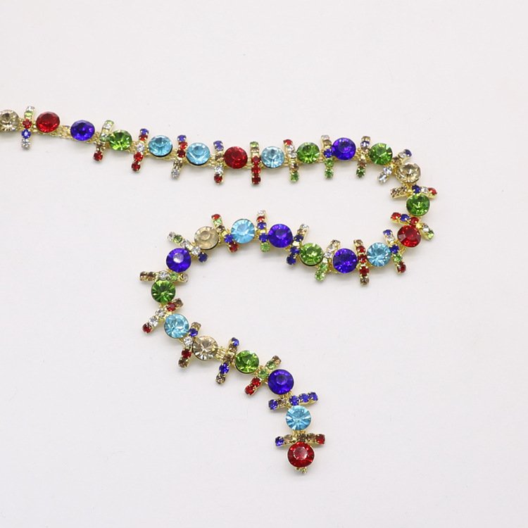 JFRC038 Costume colored flower Rhinestone Strass trimming Opal Crystal Rhinestone Cup Chain