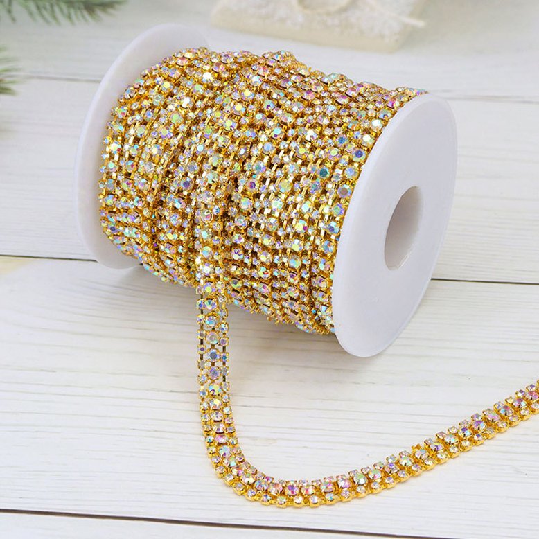 1 Roll 10 Yards Crystal Trim Applique Crystal Ribbon Sewing Strass Banding Glass Rhinestones Chains For Dress