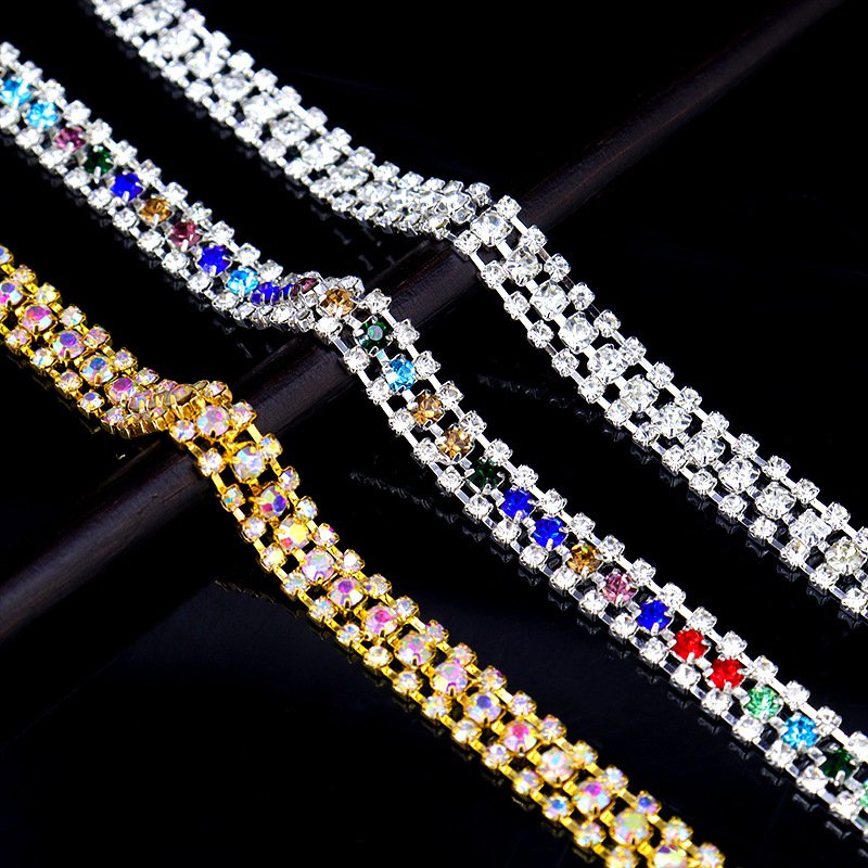 1 Roll 10 Yards Crystal Trim Applique Crystal Ribbon Sewing Strass Banding Glass Rhinestones Chains For Dress