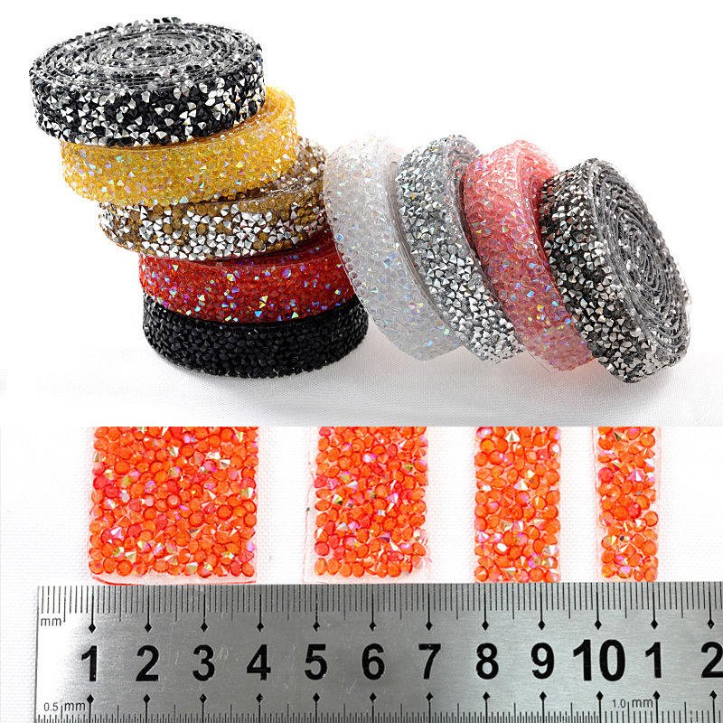 Honor of crystal DIY Wedding Self Adhesive Plastic Rhinestone Trimming Roll Applique Rhinestone Mesh