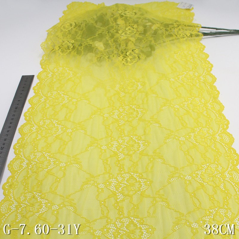 40cm wide Black Fancy Flower Spandex Mesh Stretch Lace Trim Elastic Lace Fabric For Women Underwear Bra