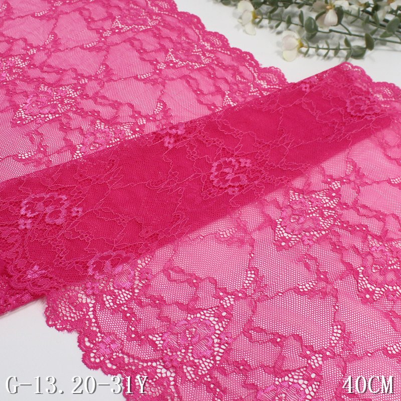 40cm wide Black Fancy Flower Spandex Mesh Stretch Lace Trim Elastic Lace Fabric For Women Underwear Bra