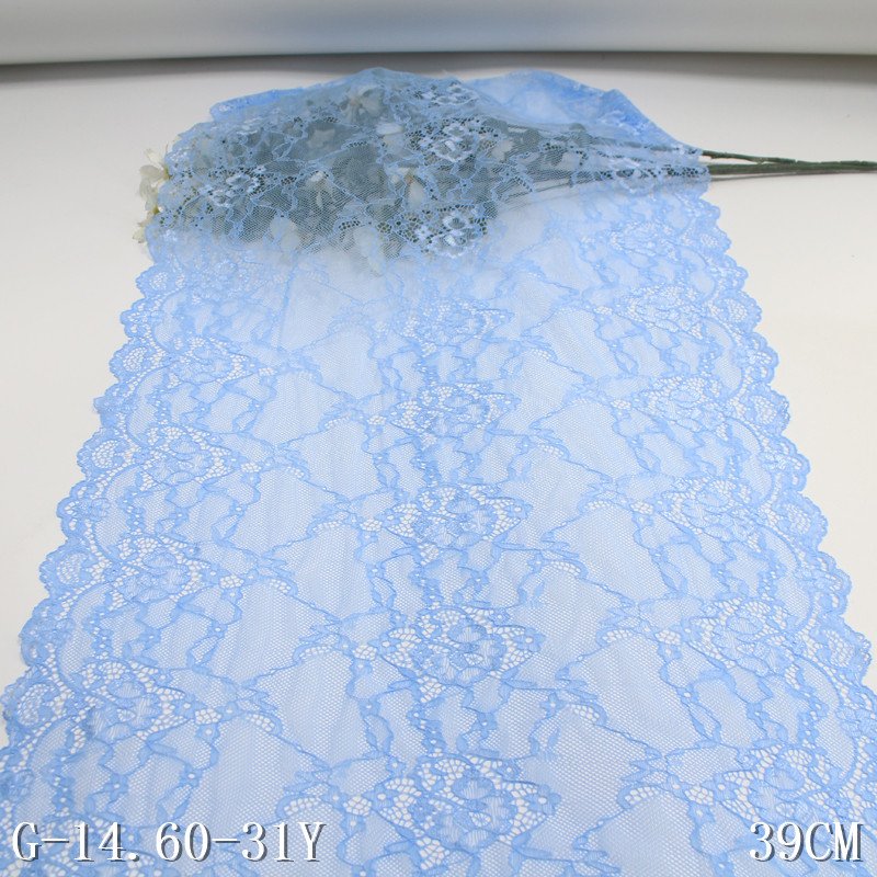 40cm wide Black Fancy Flower Spandex Mesh Stretch Lace Trim Elastic Lace Fabric For Women Underwear Bra