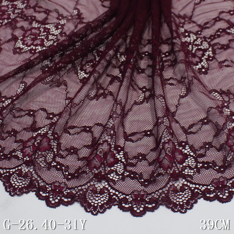 40cm wide Black Fancy Flower Spandex Mesh Stretch Lace Trim Elastic Lace Fabric For Women Underwear Bra