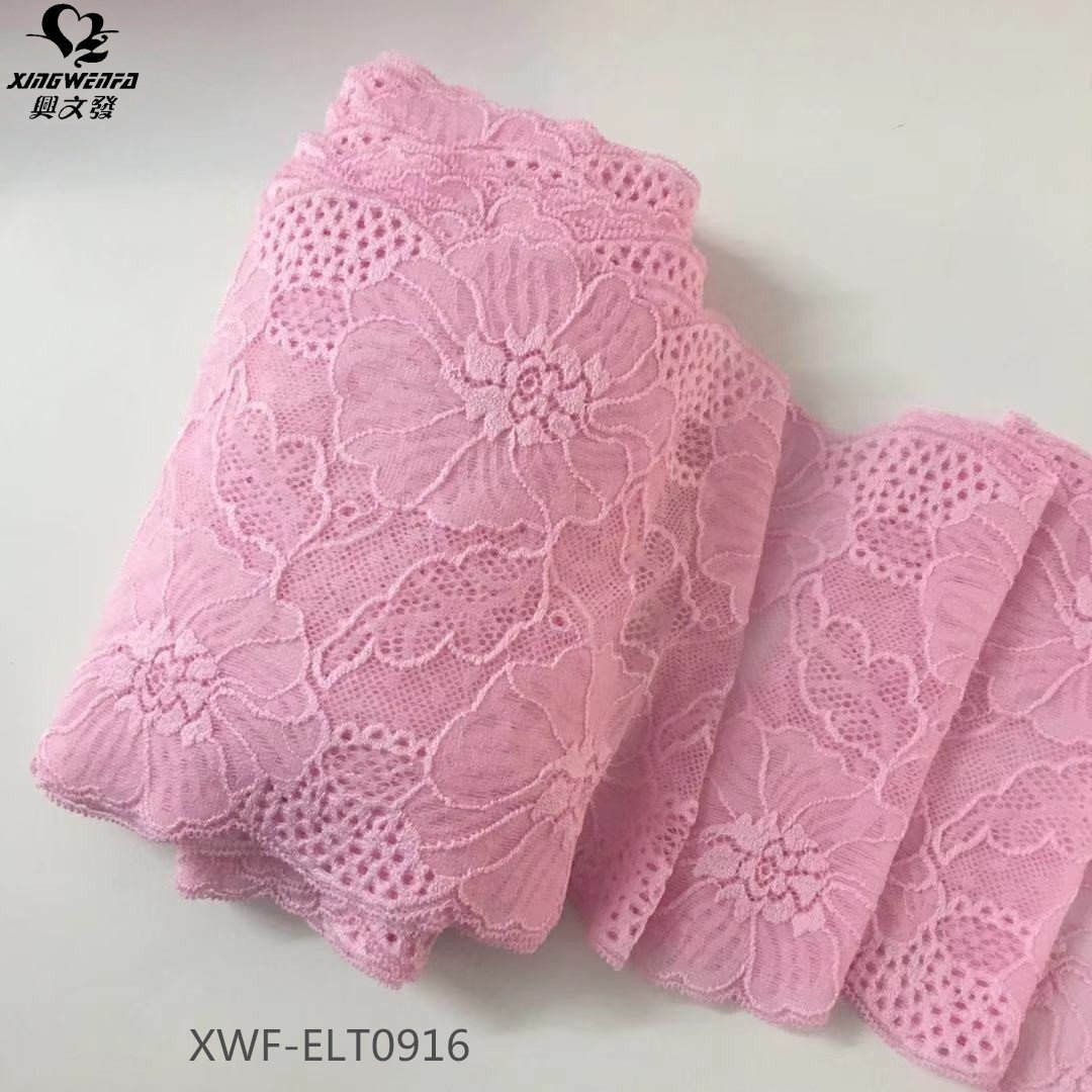 new design pink stretch lace trim Pretty Floral Elastic Stretch Lace Trim
