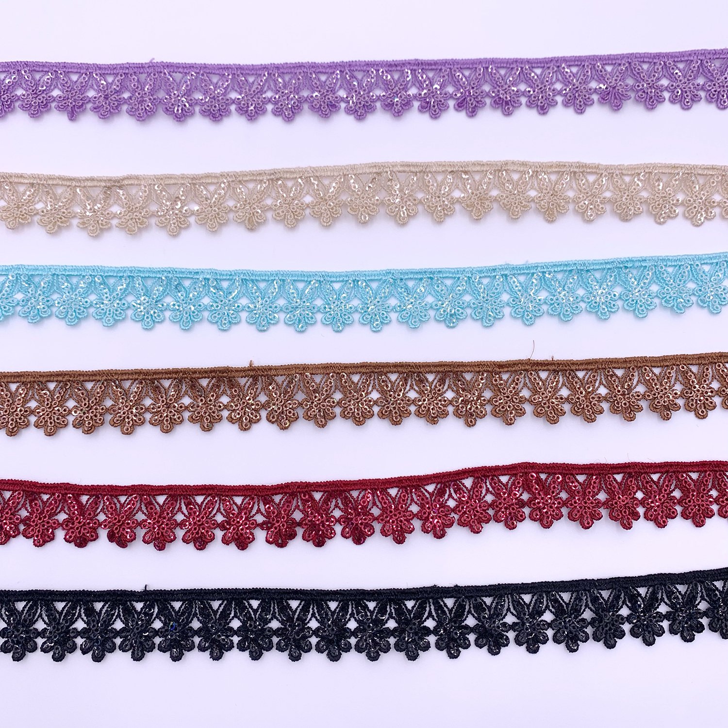New Custom Sequin Colors Lace High Quality Wholesale Price Sequence Gupure Lace Trim