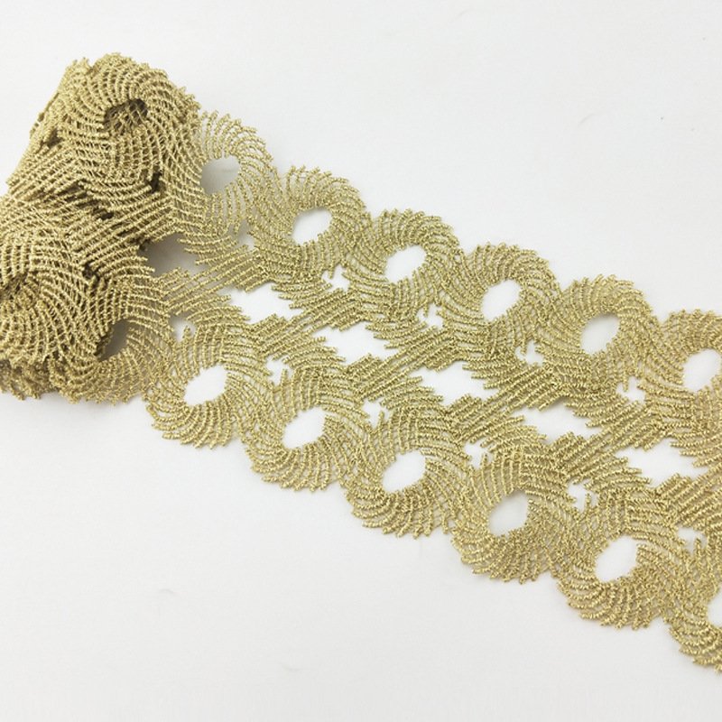 High Quality Luxury 7cm gold Lace Trim Water Soluble embroidery Lace ribbon fabric for Wedding Dress clothes DIY Decoration XY33