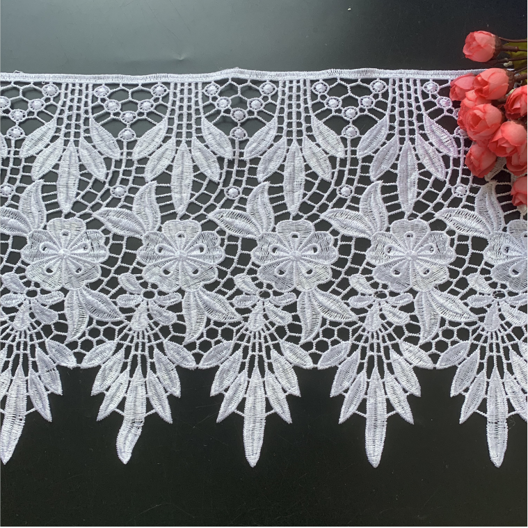 wholesale custom design colorful dye color 100% polyester embroidery chemical lace water-soluble lace trimming