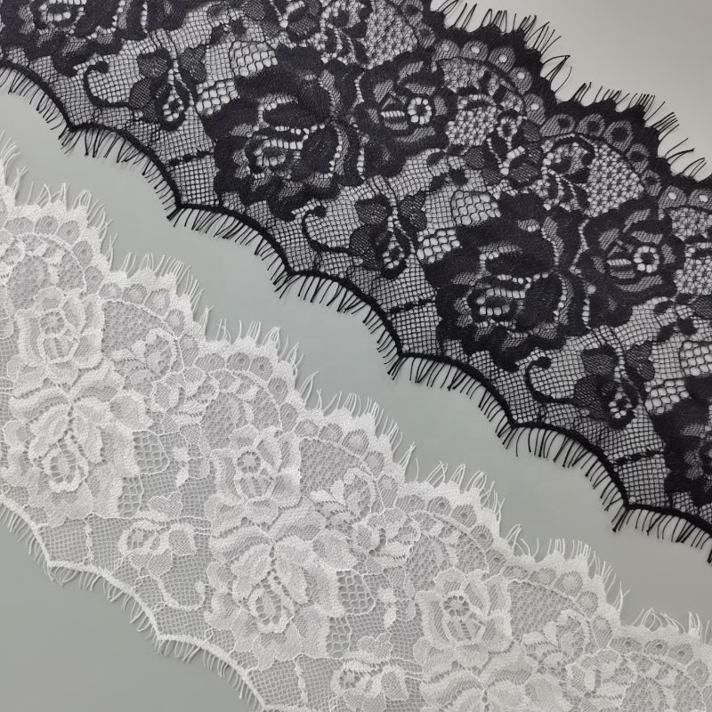 Hot selling high quality nylon lace eyelash width 13cm for women bra pajamas underwear wedding dress
