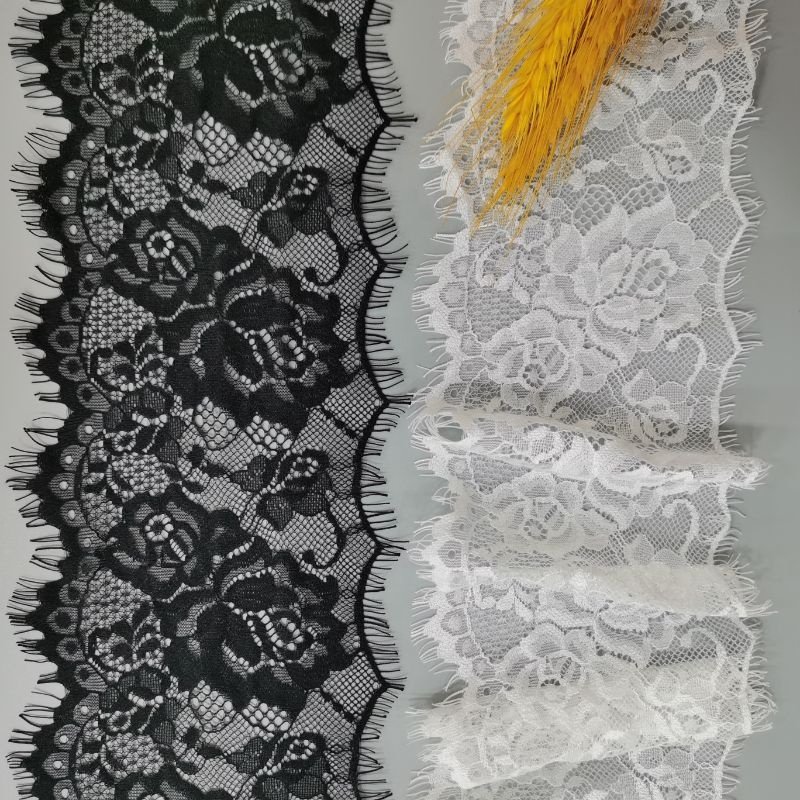 Hot selling high quality nylon lace eyelash width 13cm for women bra pajamas underwear wedding dress
