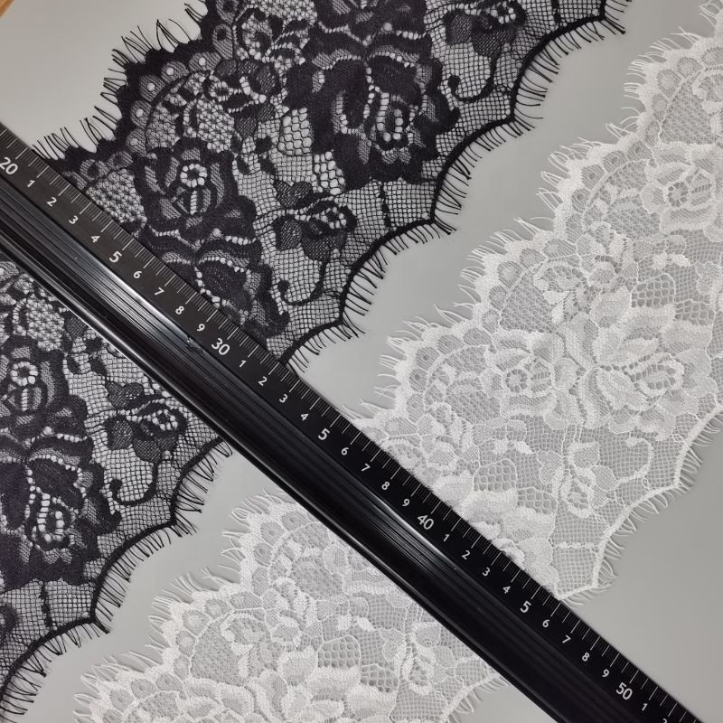 Hot selling high quality nylon lace eyelash width 13cm for women bra pajamas underwear wedding dress