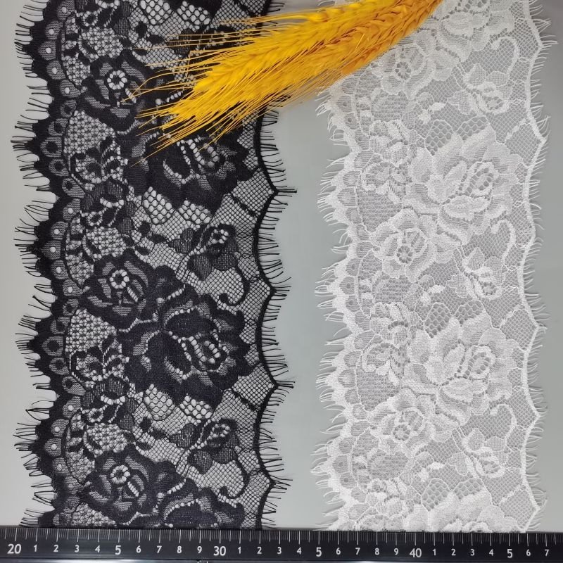 Hot selling high quality nylon lace eyelash width 13cm for women bra pajamas underwear wedding dress